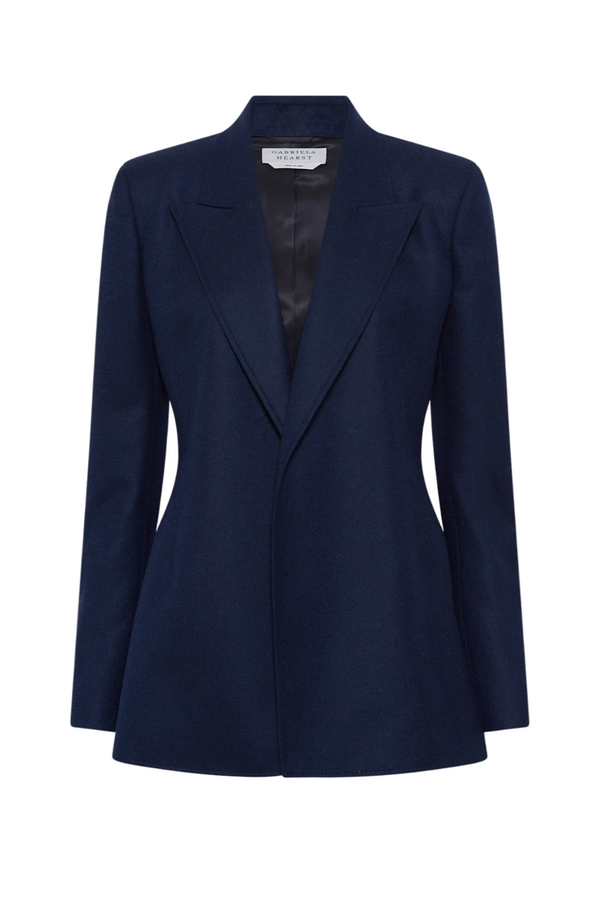 Mairi Blazer in Wool Cashmere Flannel - Navy
