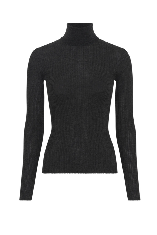 Peppe Knit Turtleneck in Cashmere Silk - Charcoal