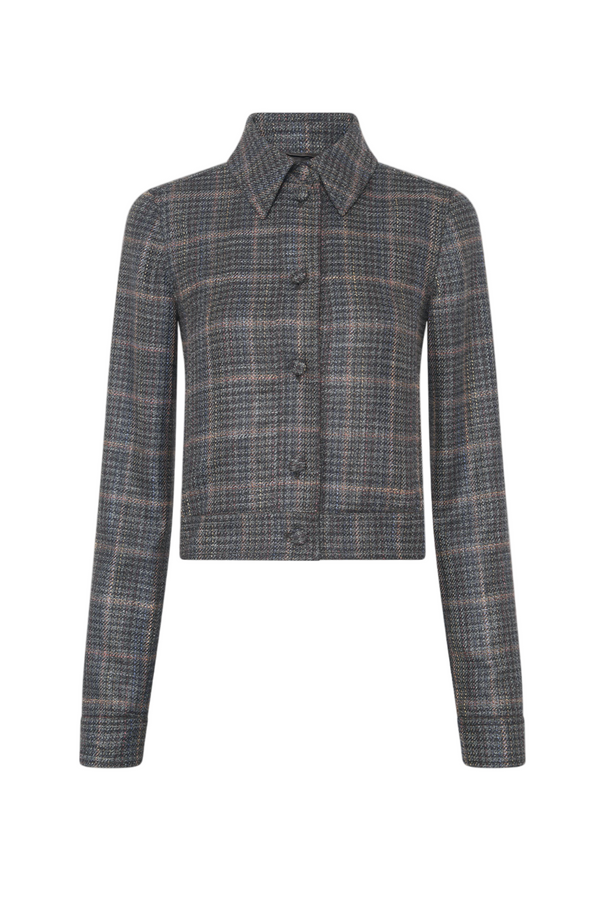 Thereza Jacket in Wool Silk Clubcheck Plaid - Charcoal Multi