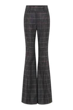 Rhein Pant in Wool Silk Clubcheck Plaid - Charcoal Multi
