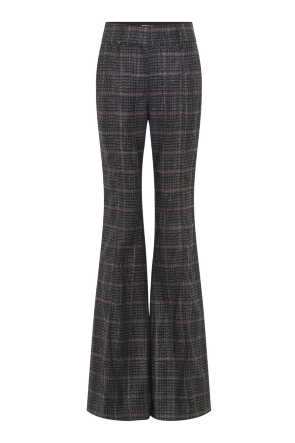 Rhein Pant in Wool Silk Clubcheck Plaid - Charcoal Multi