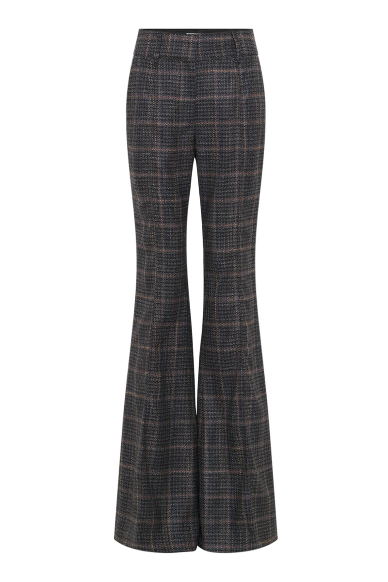 Rhein Pant in Wool Silk Clubcheck Plaid - Charcoal Multi