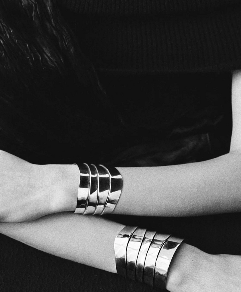 Medium Wave Cuff - Sterling Silver