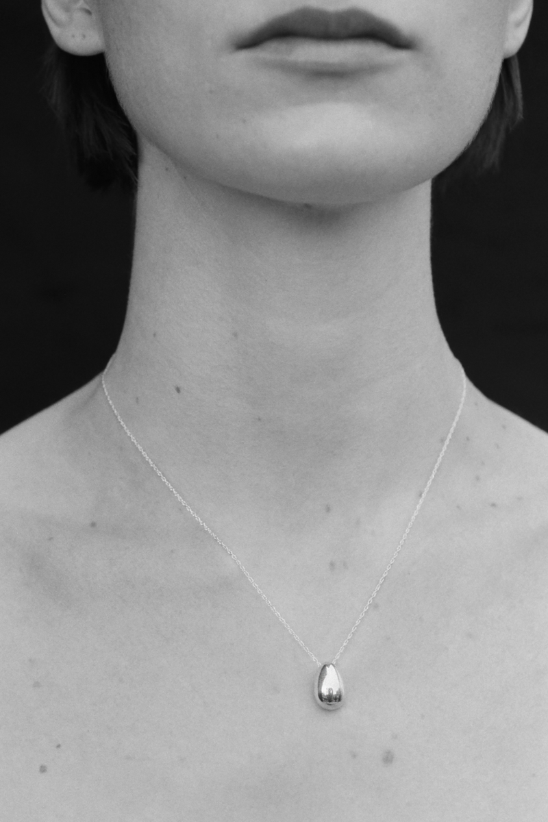 Tiny Egg Pendant - Sterling Silver