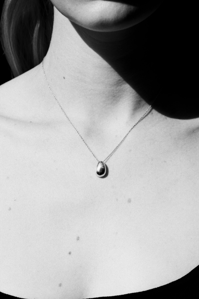 Tiny Egg Pendant - Sterling Silver