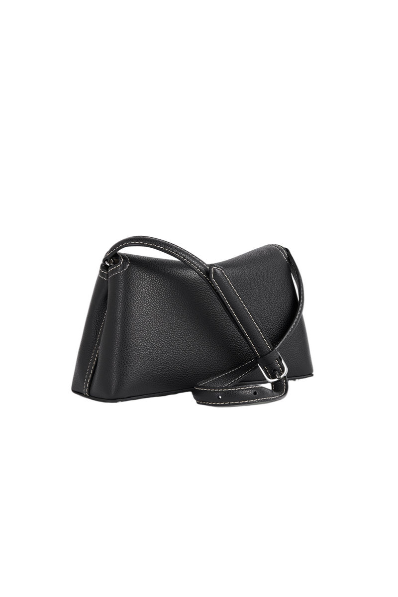 T-Lock Grained Leather Clutch - Black
