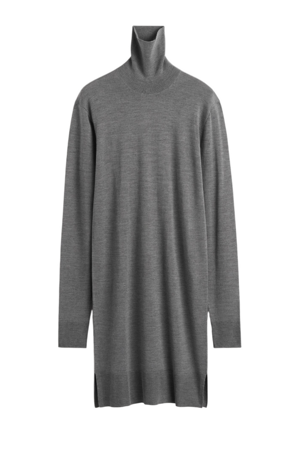 Turtleneck Dress - Mid Grey Melange