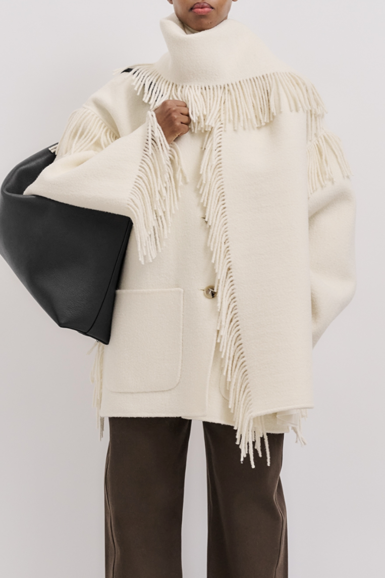 Fringed Scarf Jacket - Winter White