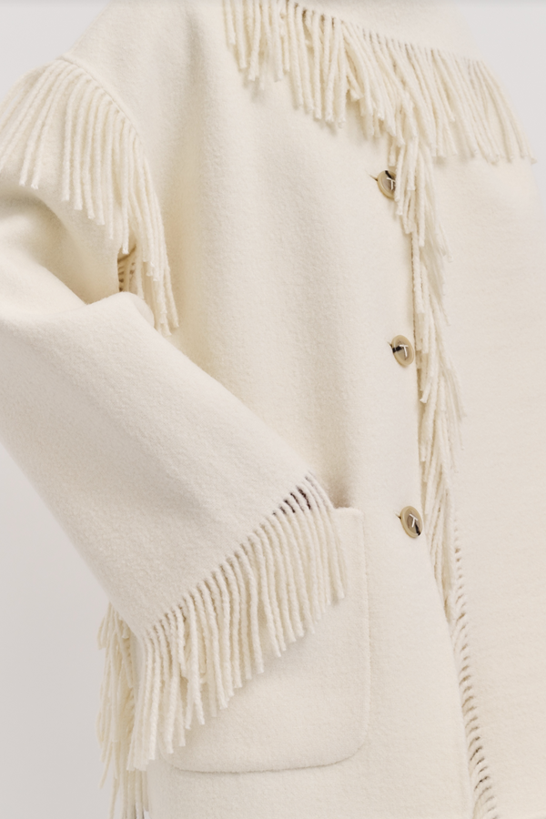 Fringed Scarf Jacket - Winter White