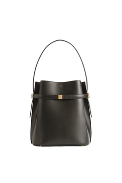 Belted Leather Bucket Bag - Bark