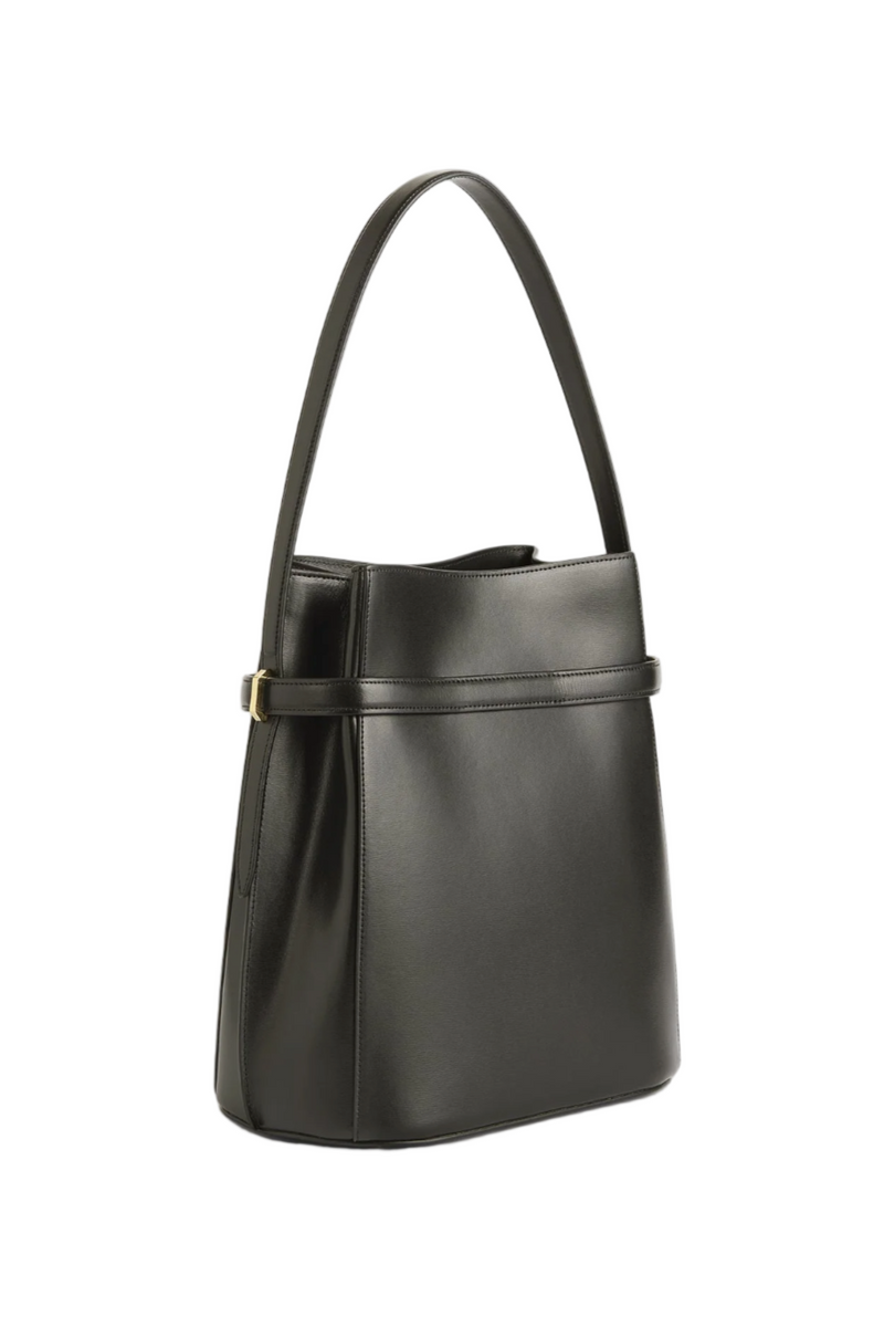 Belted Leather Bucket Bag - Bark