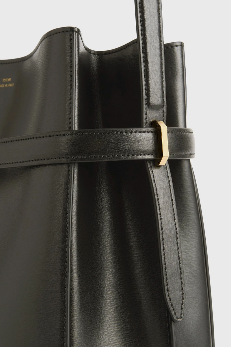 Belted Leather Bucket Bag - Bark