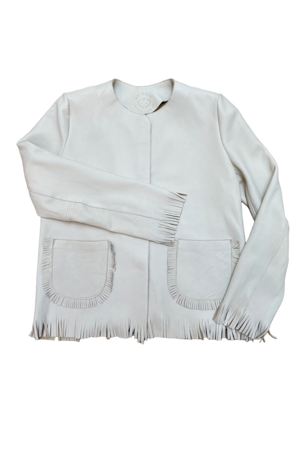Little Richards Cropped Fringe Jacket - Off-White