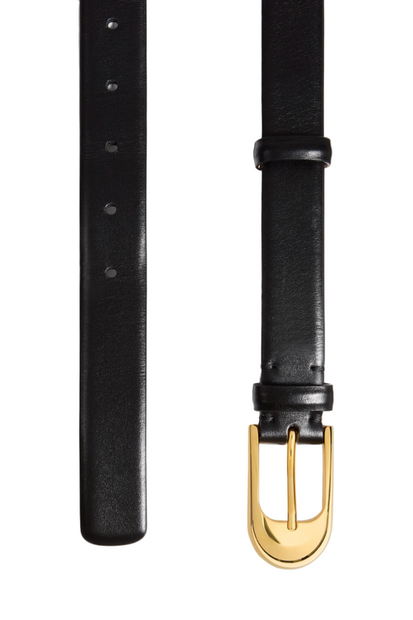Dome Belt - Black Leather with Gold
