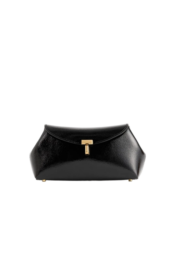 Mini T-Lock Naplack Clutch - Black