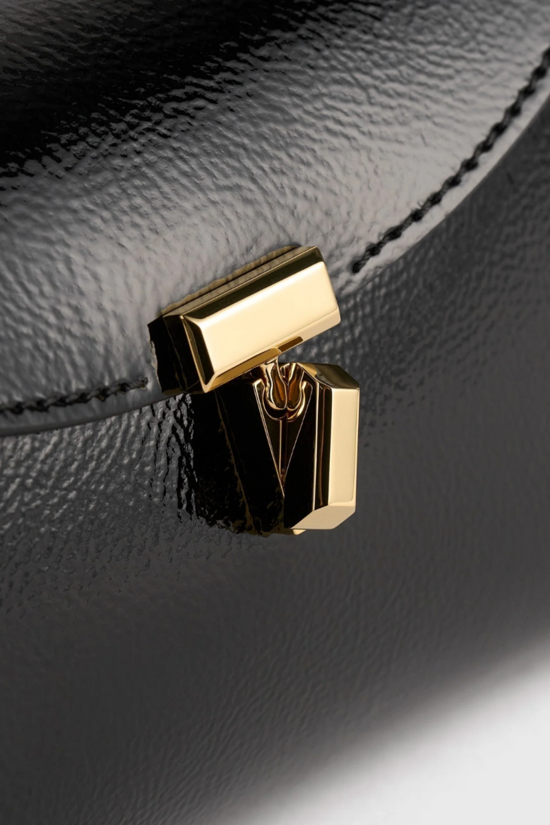 Mini T-Lock Naplack Clutch - Black