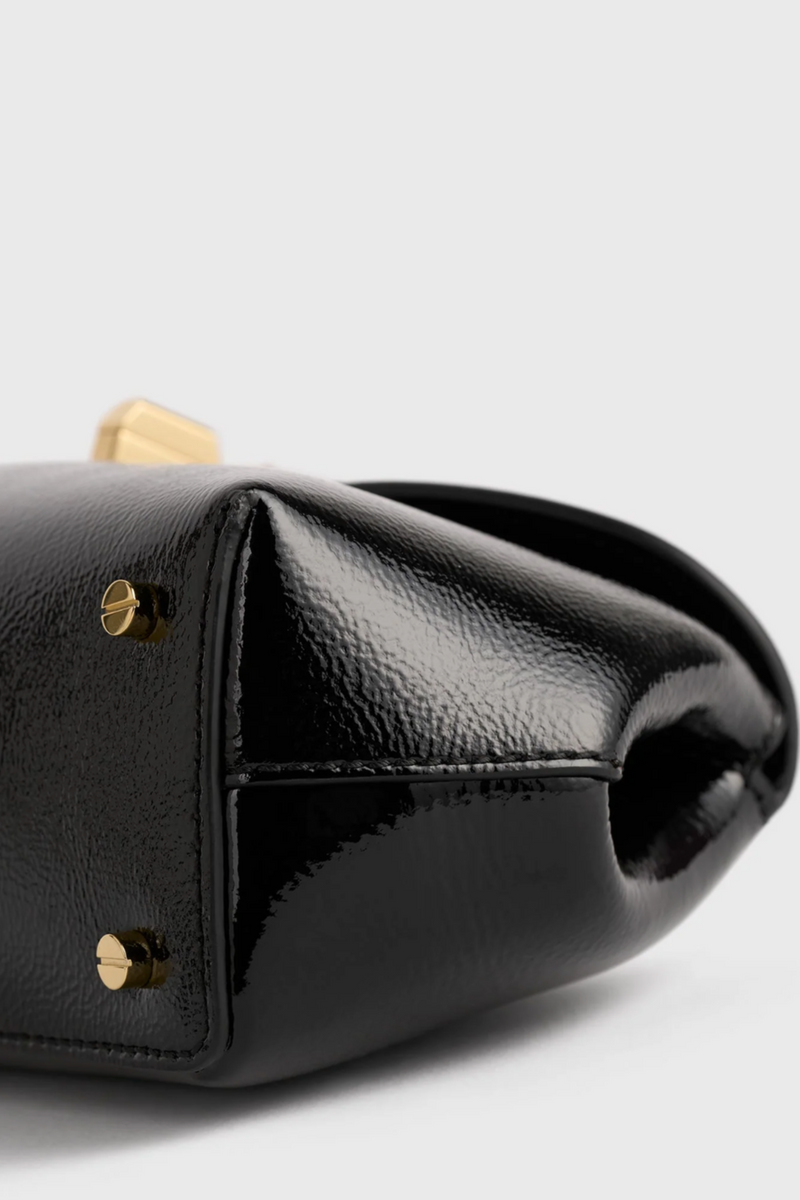 Mini T-Lock Naplack Clutch - Black