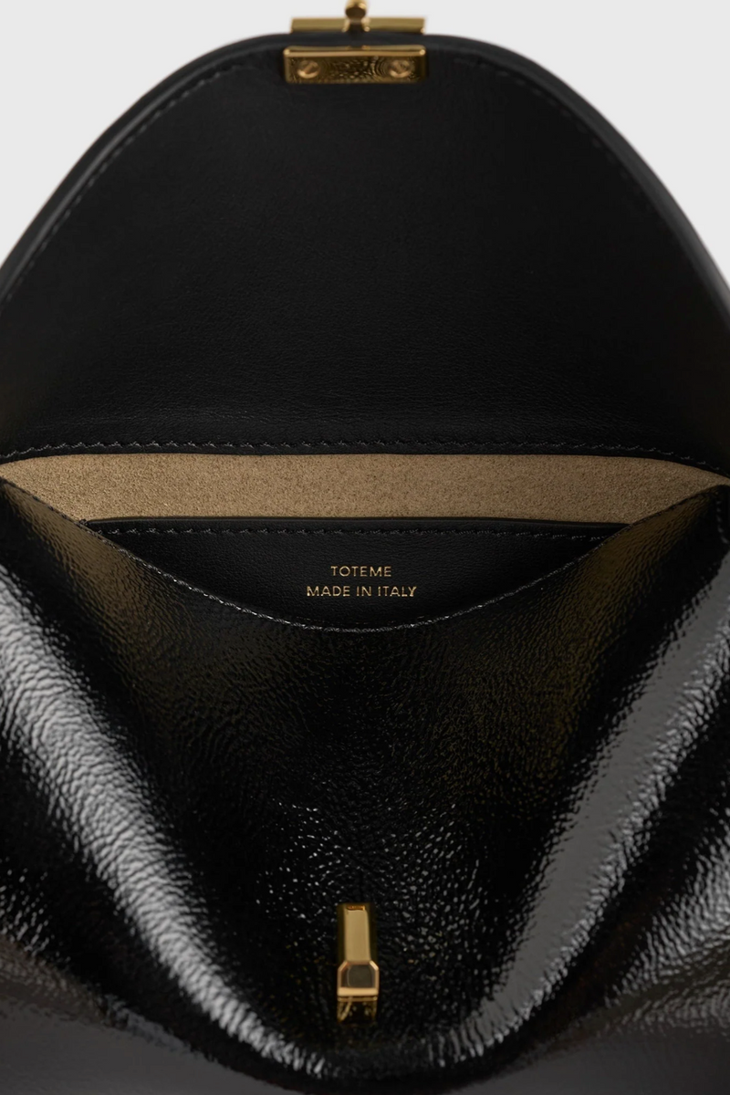 Mini T-Lock Naplack Clutch - Black