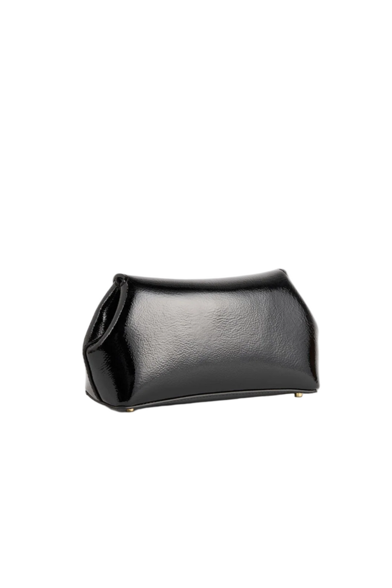 Mini T-Lock Naplack Clutch - Black