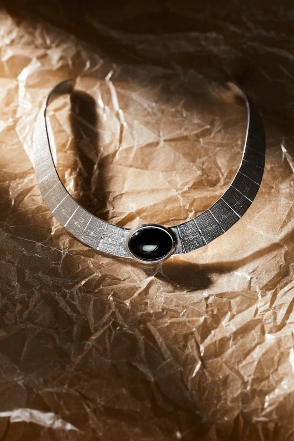 Athena Onyx Collar - Silver
