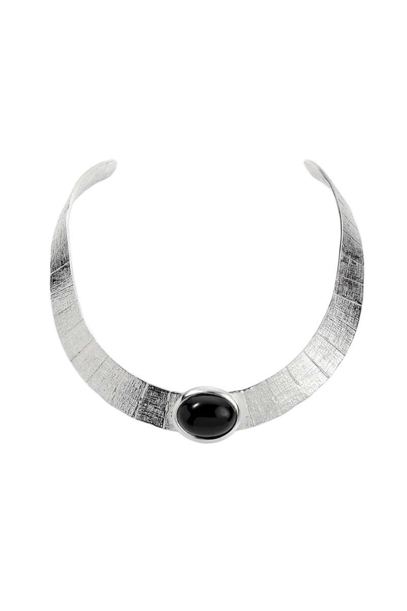 Athena Onyx Collar - Silver