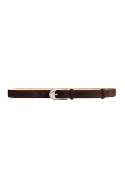 Dome Belt - Dark Brown Suede with Silver