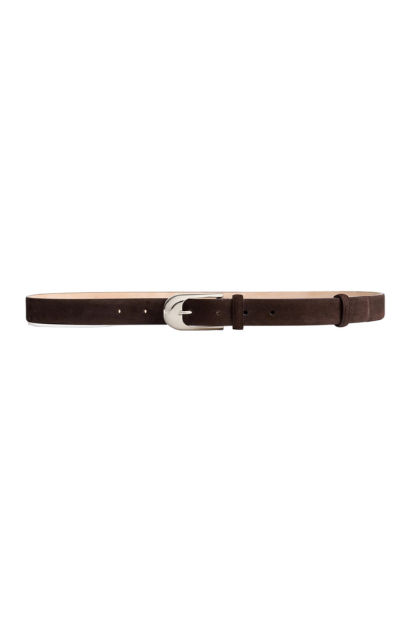 Dome Belt - Dark Brown Suede with Silver