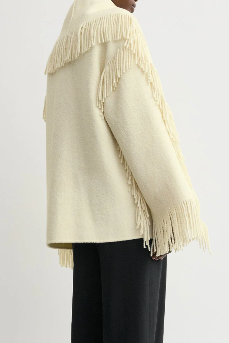 Fringed Scarf Jacket - Winter White