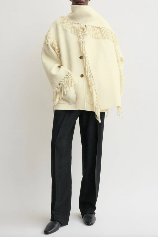 Fringed Scarf Jacket - Winter White