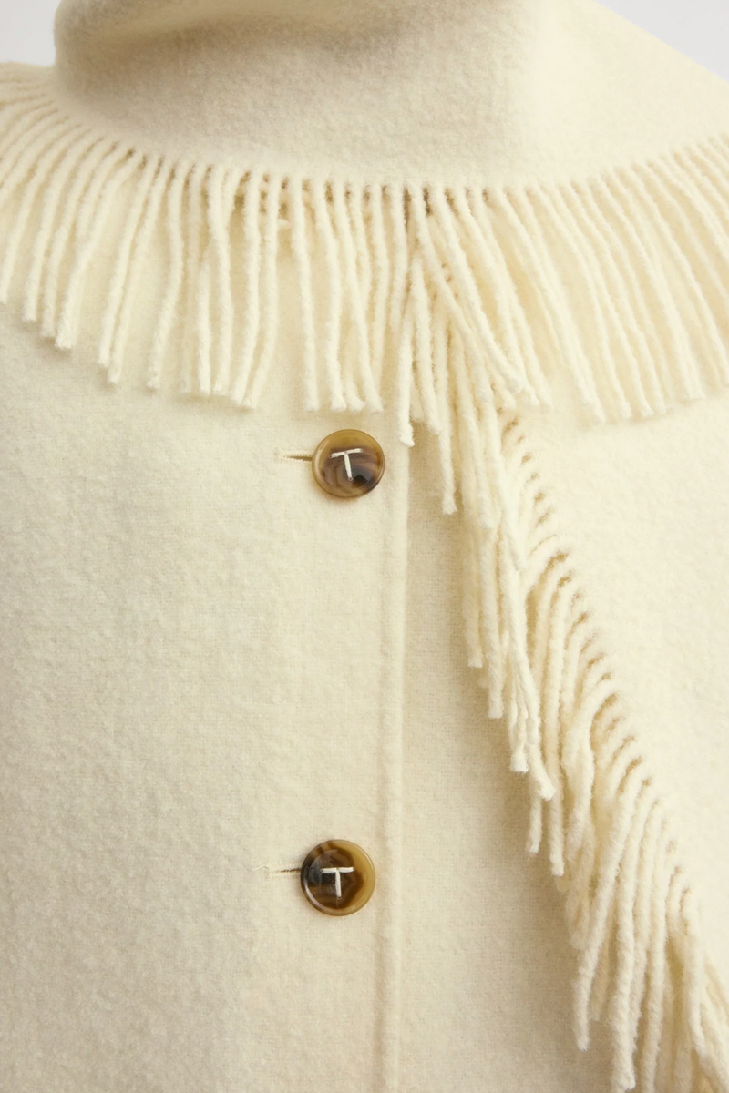 Fringed Scarf Jacket - Winter White