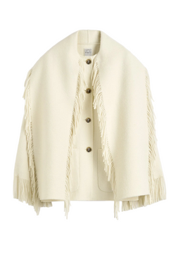 Fringed Scarf Jacket - Winter White