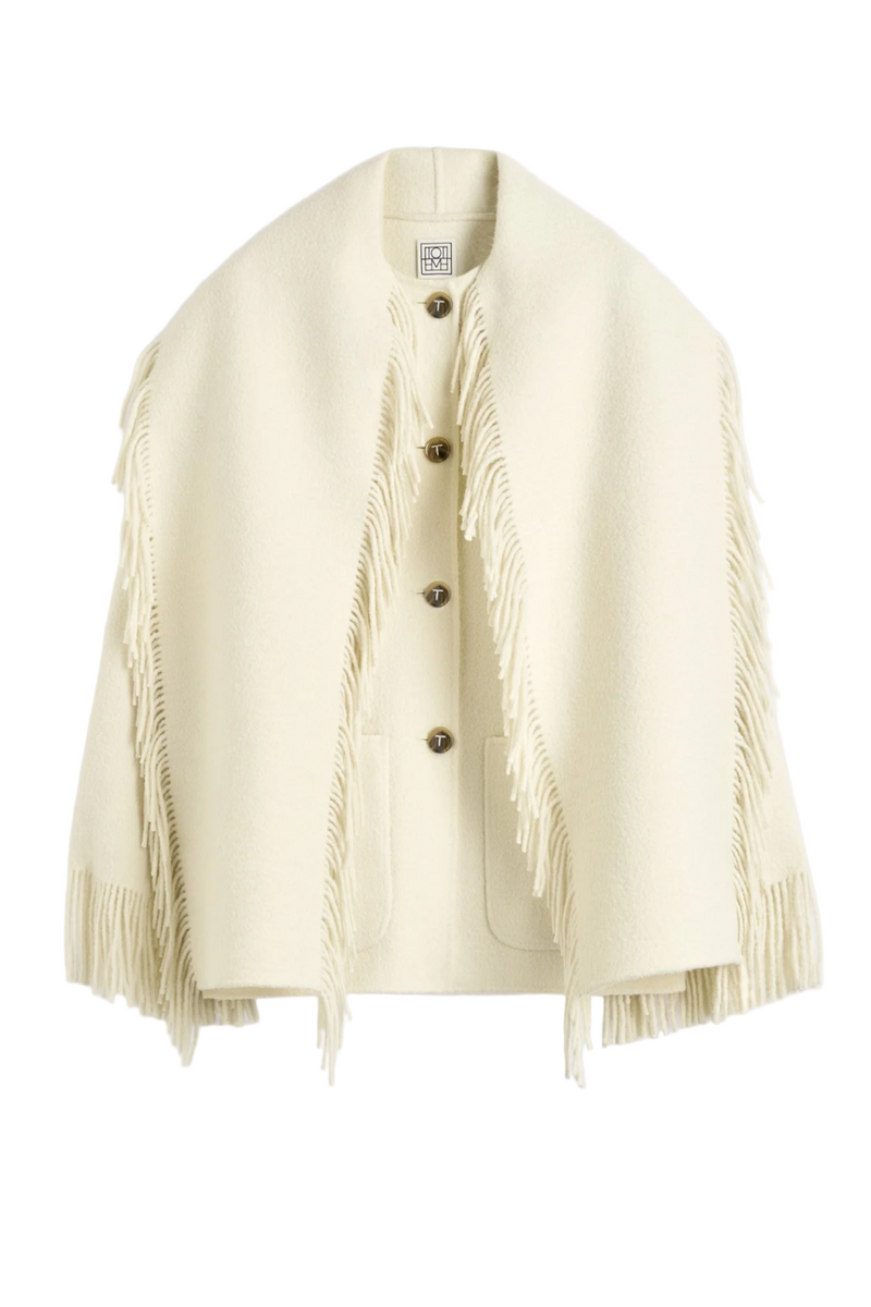 Fringed Scarf Jacket - Winter White