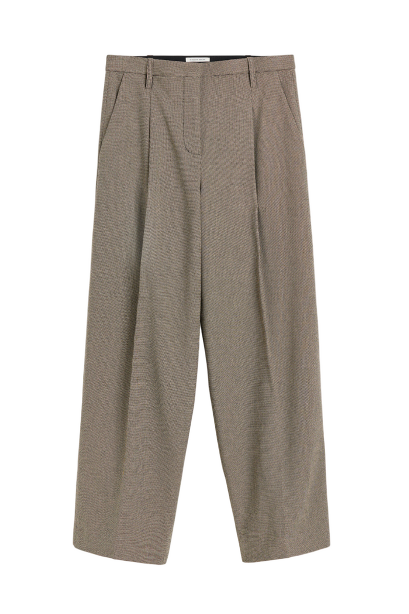Elsa Wide Leg Trousers - Mixed Weave Beige