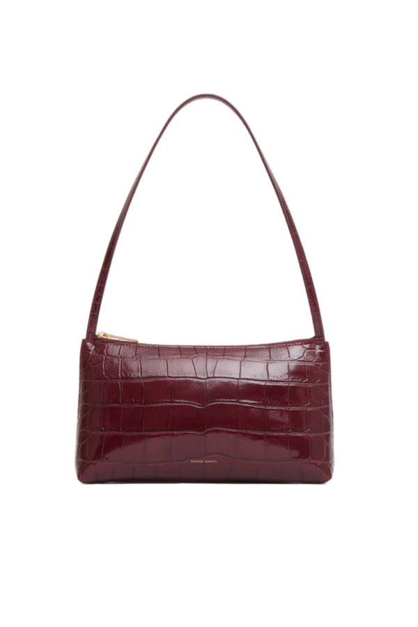 Gaia Shoulder Bag in Embossed Croc - Oxblood