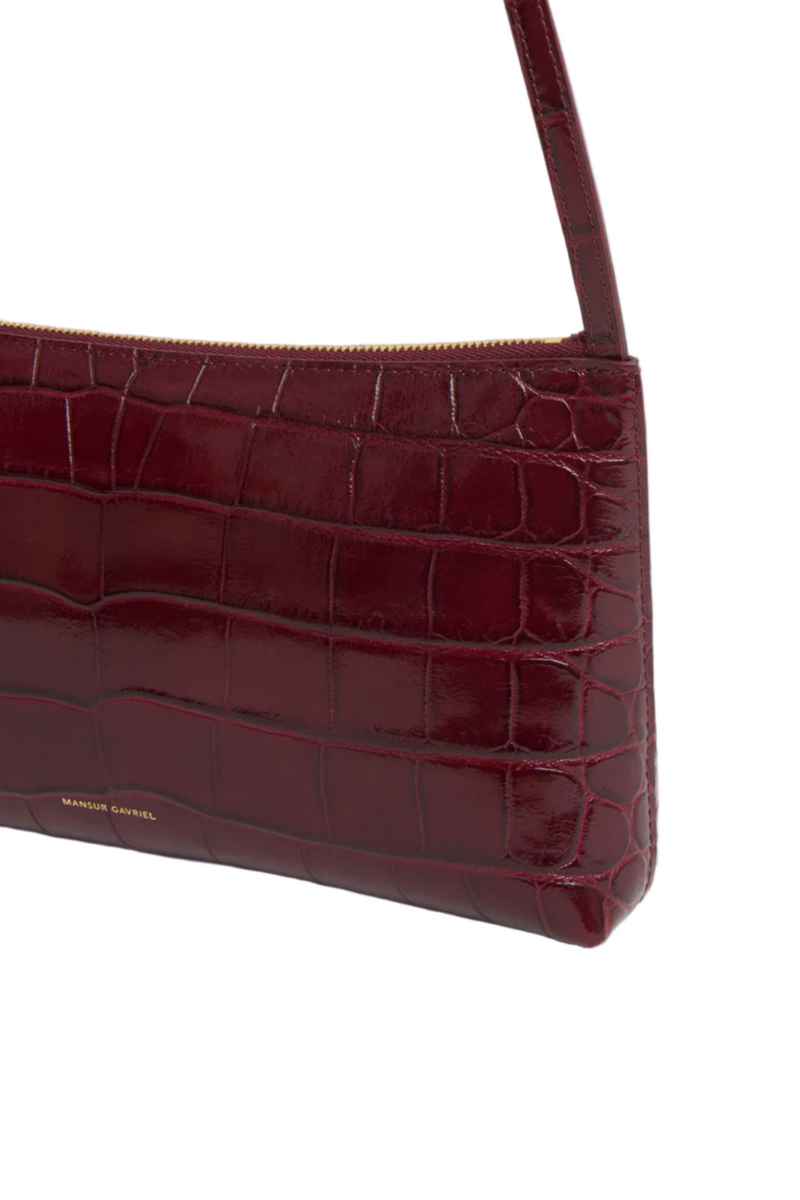 Gaia Shoulder Bag in Embossed Croc - Oxblood