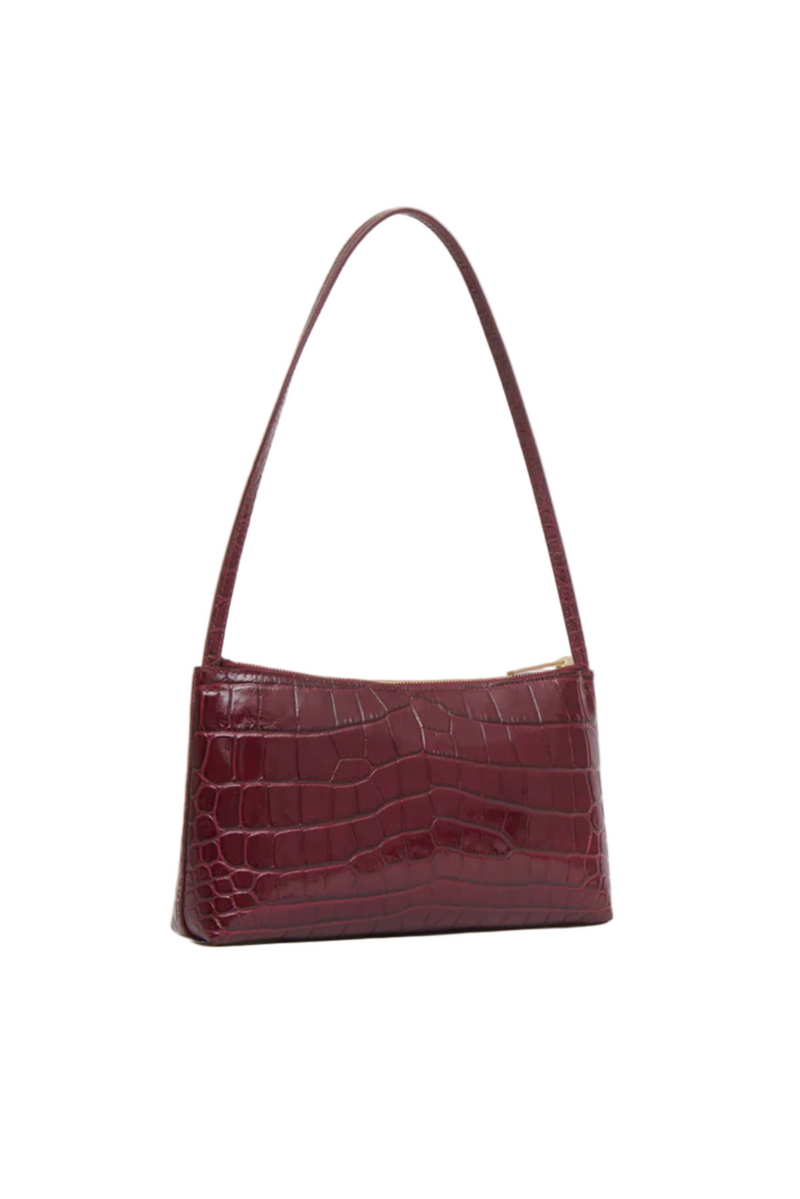 Gaia Shoulder Bag in Embossed Croc - Oxblood