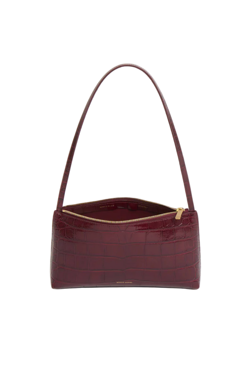 Gaia Shoulder Bag in Embossed Croc - Oxblood