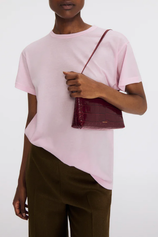 Gaia Shoulder Bag in Embossed Croc - Oxblood