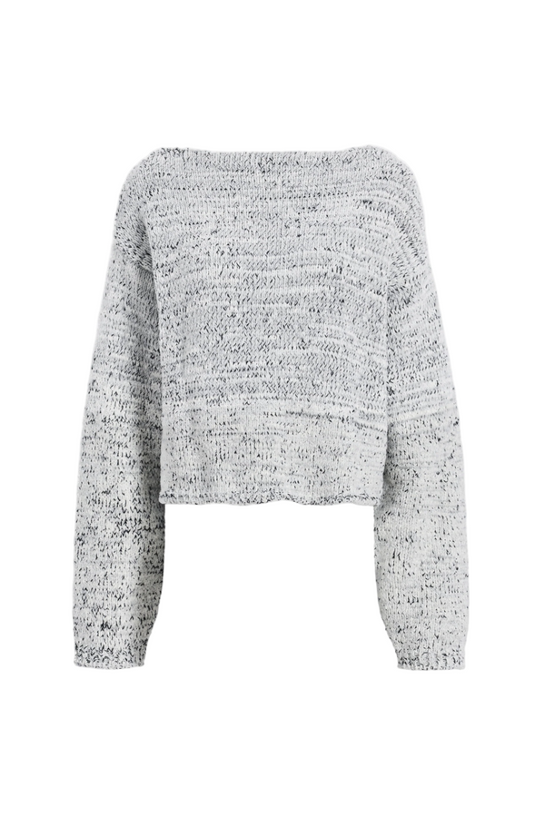 Maddox Sweater in Marled Cotton - Bone/Black Melange