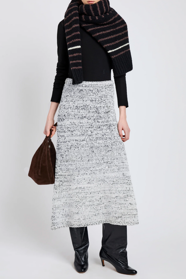 Kerry Skirt in Marled Cotton - Bone/Black Melange