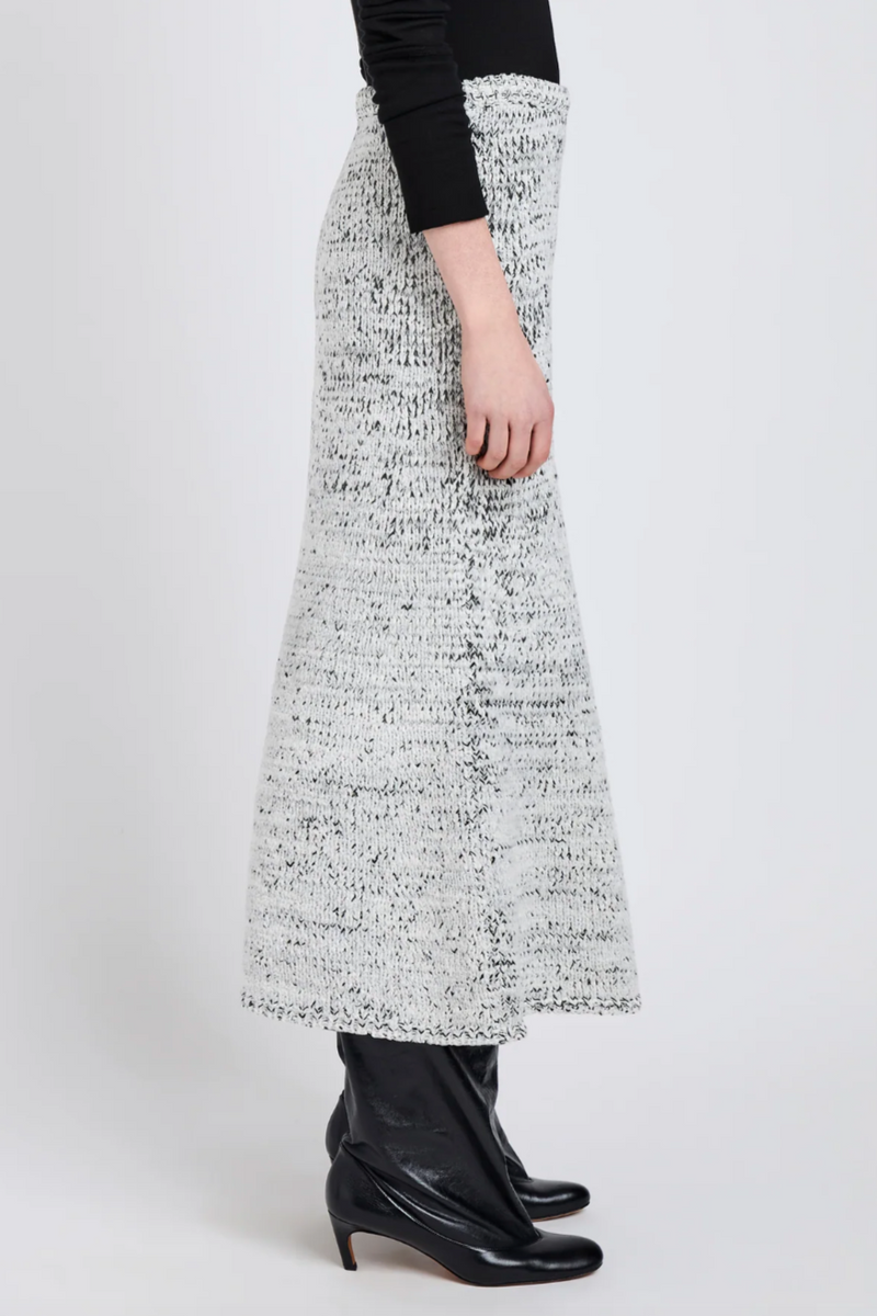 Kerry Skirt in Marled Cotton - Bone/Black Melange