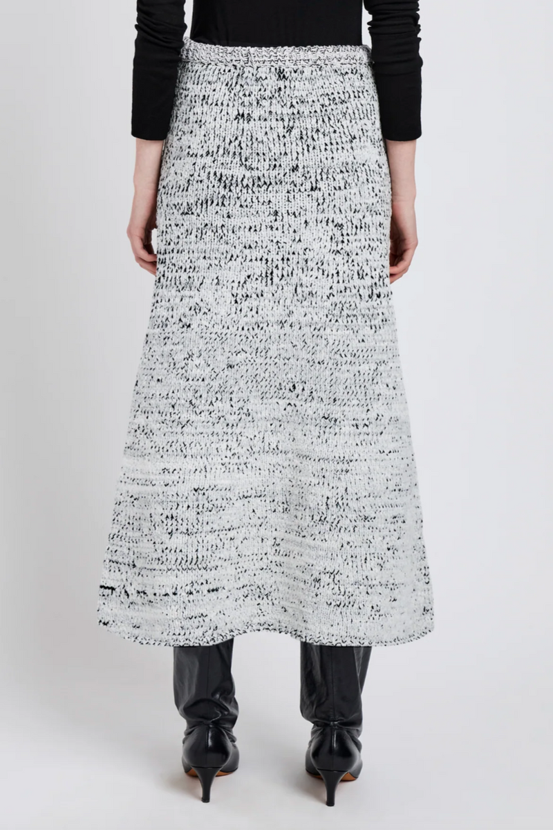 Kerry Skirt in Marled Cotton - Bone/Black Melange