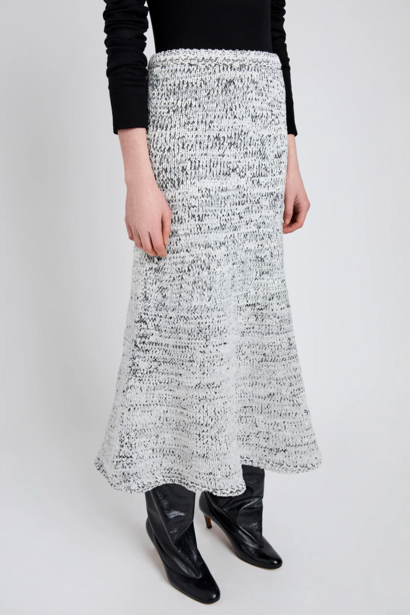 Kerry Skirt in Marled Cotton - Bone/Black Melange