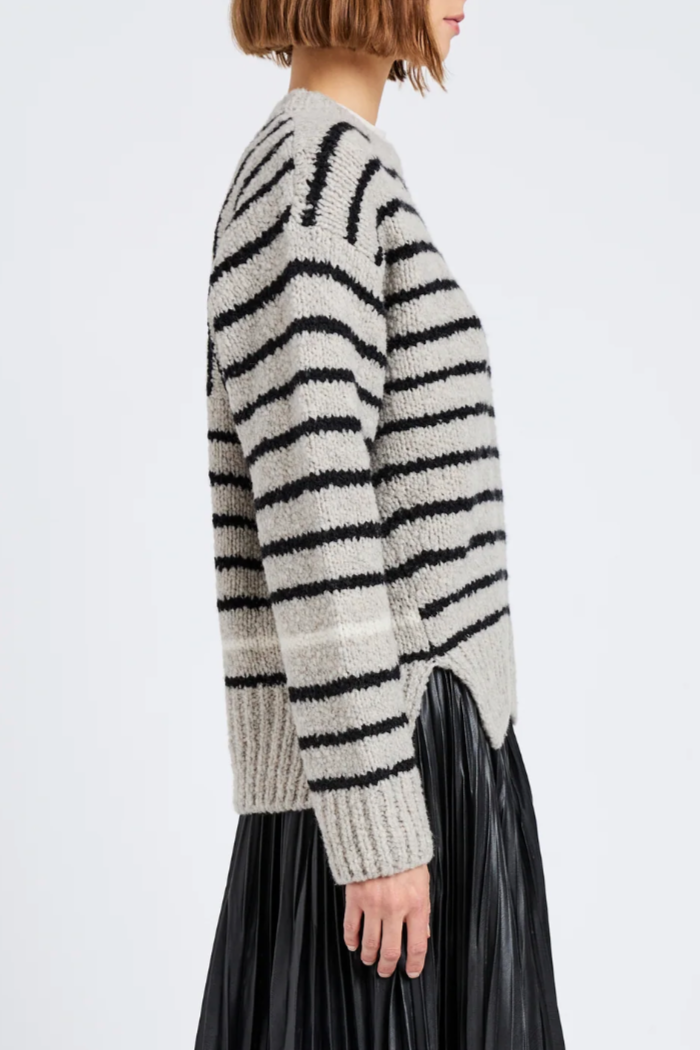 Leonie Sweater in Stripe Wool - Dark Grey Multi