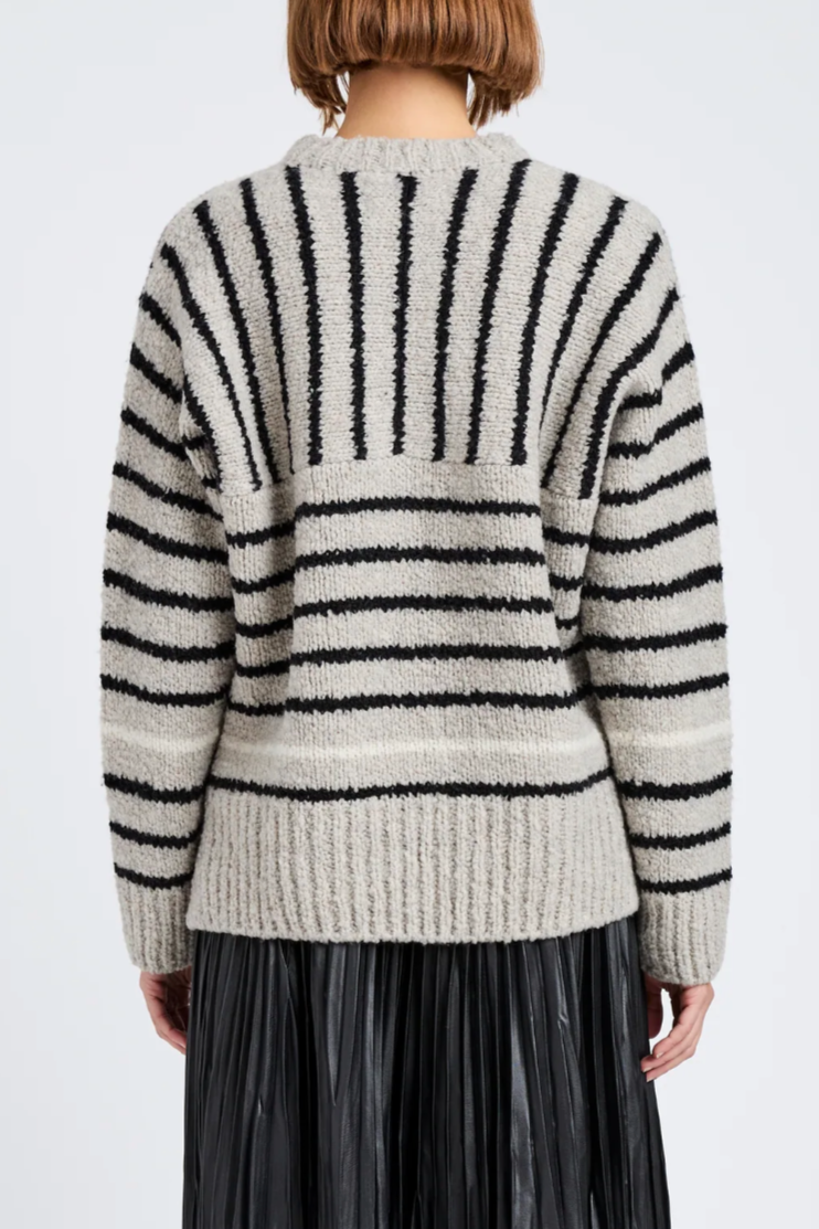 Leonie Sweater in Stripe Wool - Dark Grey Multi