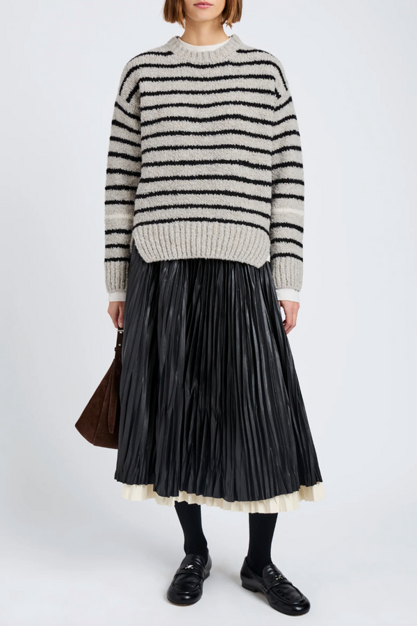 Leonie Sweater in Stripe Wool - Dark Grey Multi
