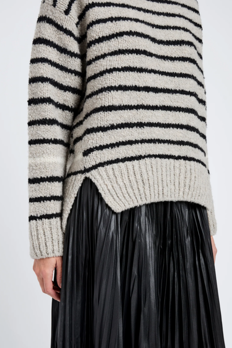 Leonie Sweater in Stripe Wool - Dark Grey Multi