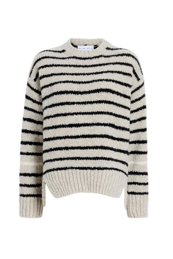 Leonie Sweater in Stripe Wool - Dark Grey Multi