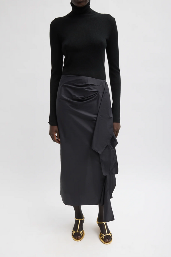 Italian Sporty Nylon Ribbon Skirt - Black