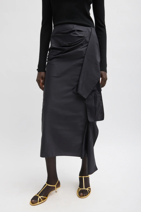 Italian Sporty Nylon Ribbon Skirt - Black